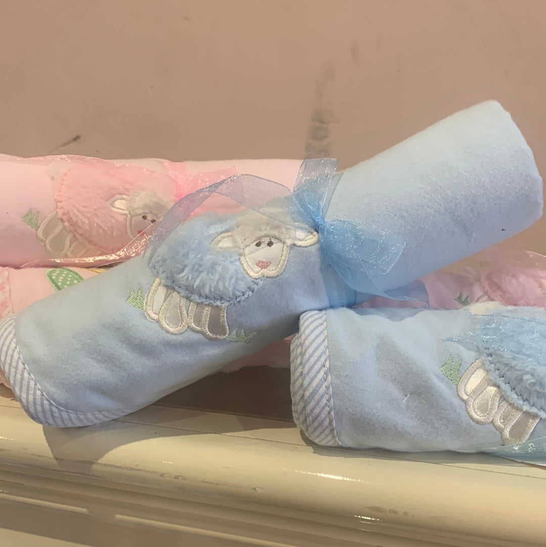 Blue Little Lamb Receiving Blanket - Breckenridge Baby