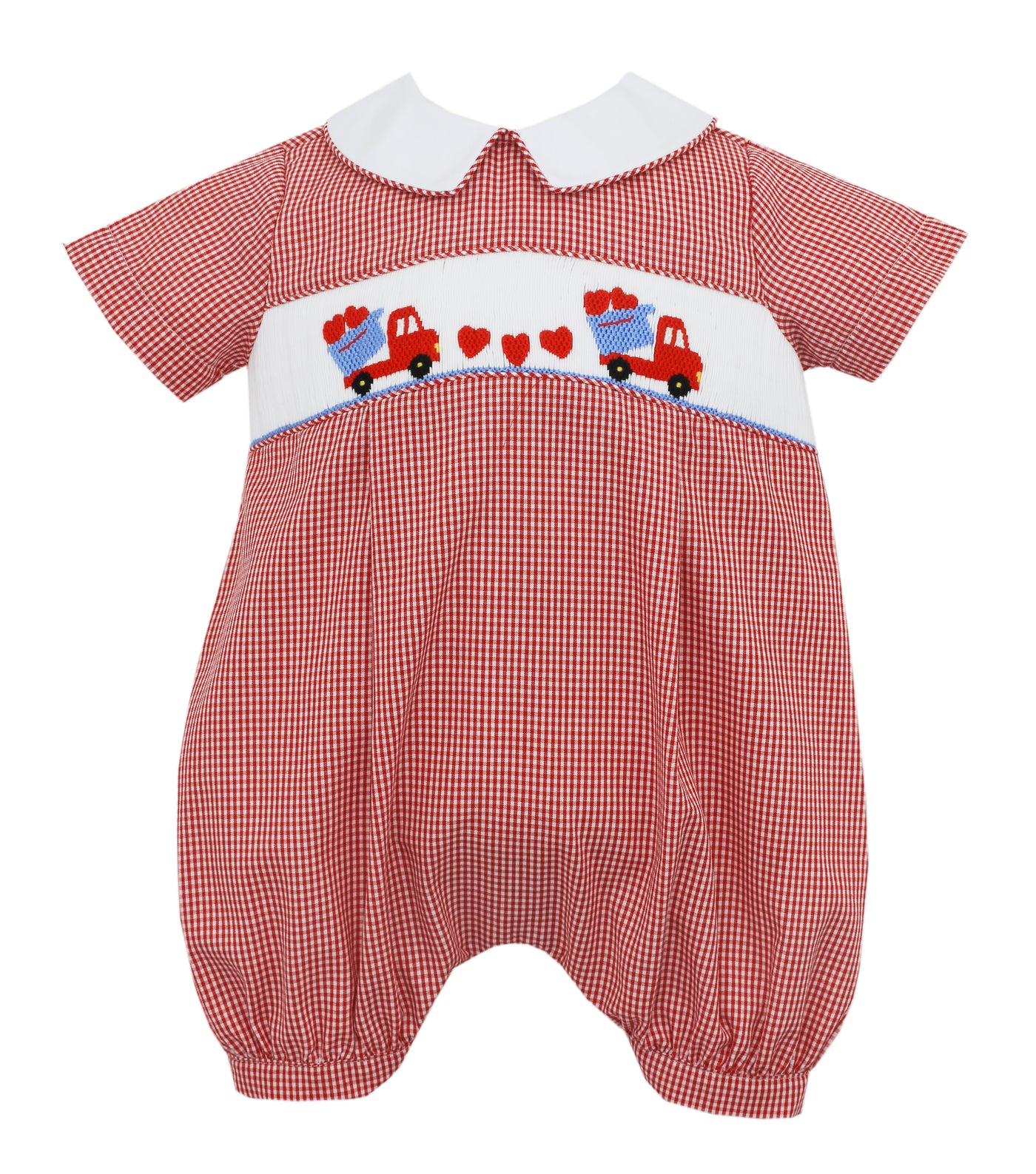 Sweet Hearts Boy's Red Gingham Romper - Breckenridge Baby