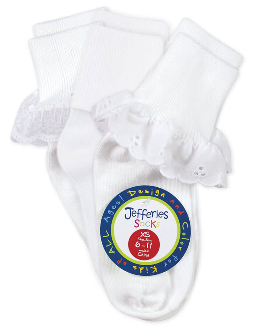 Jefferies Socks Eyelet/Turn Cuff/Lace Socks 3 Pair Pack (2153) - Breckenridge Baby