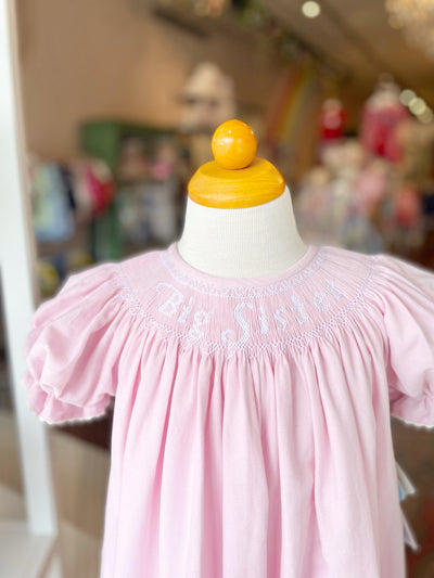 Big Sister Smocked Pink Corduroy Short Sleeve Dress - Breckenridge Baby