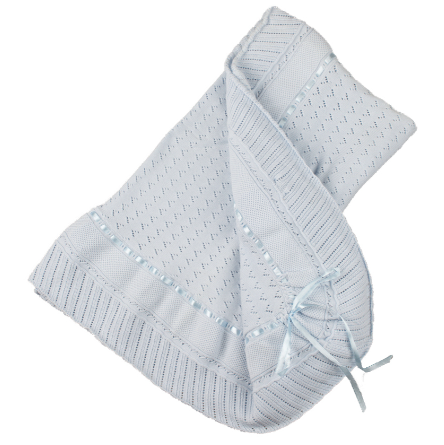 Pointelle Knit Ruffle Blanket - Blue - Breckenridge Baby