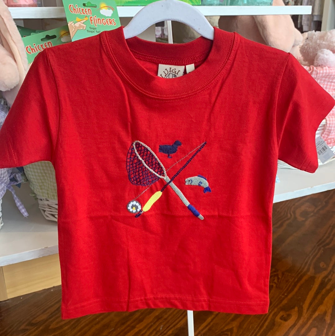 Red Fish Net & Rod T-Shirt - Breckenridge Baby