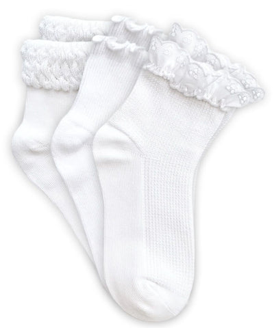2175 Socks - Smooth Toe Eyelet Lace/Ripple/Bubble Quarter Ankle Socks 3 Pair Pack - Breckenridge Baby