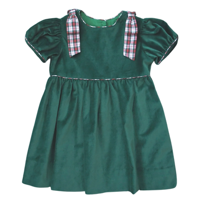 Ellie Dress in South End Spruce Velvet - Breckenridge Baby