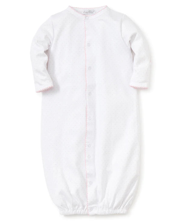 New Kissy Dots Print Conv. Gown - White w/ Pink - Breckenridge Baby