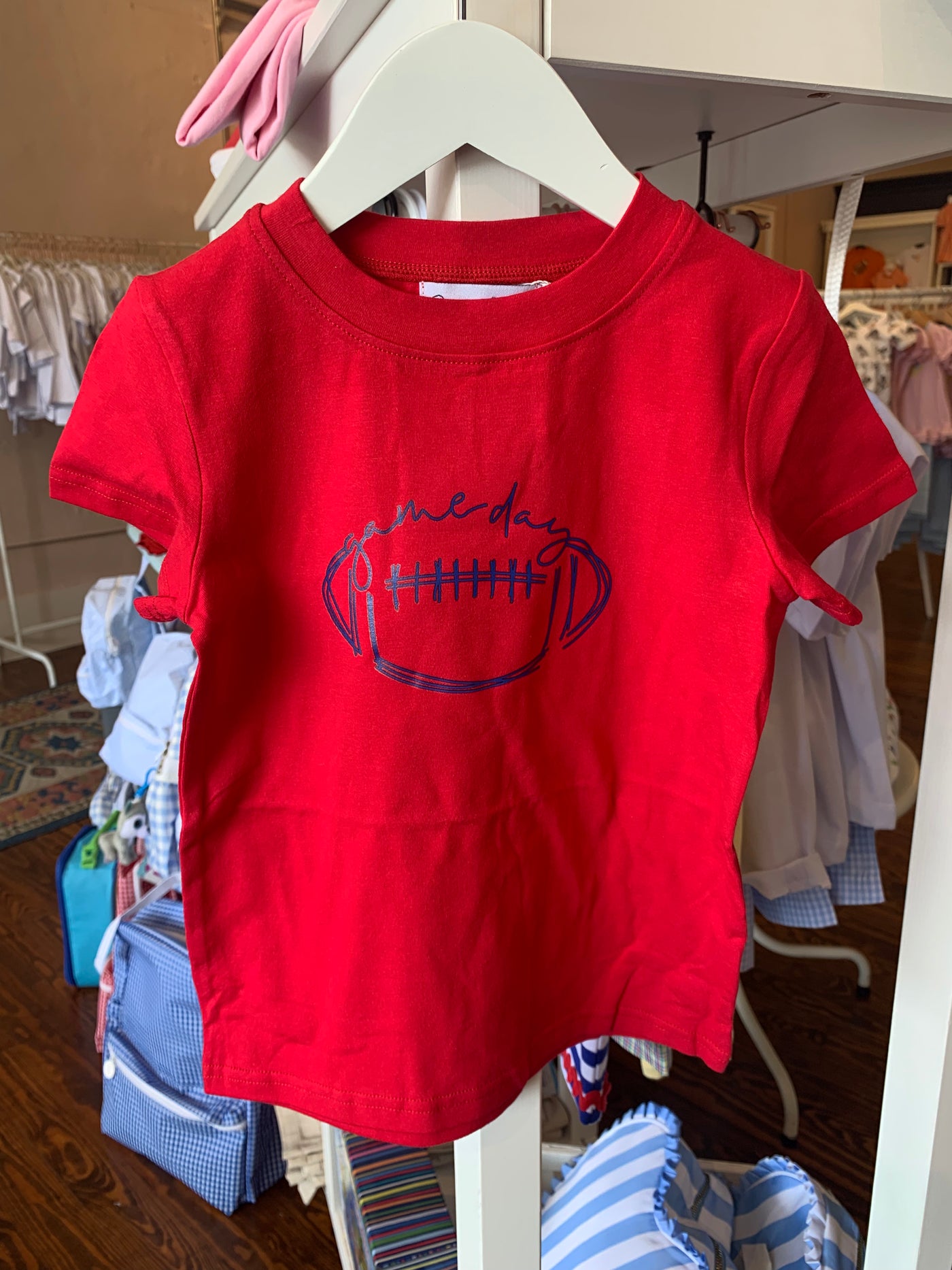 Red and Blue Football Tee - Breckenridge Baby