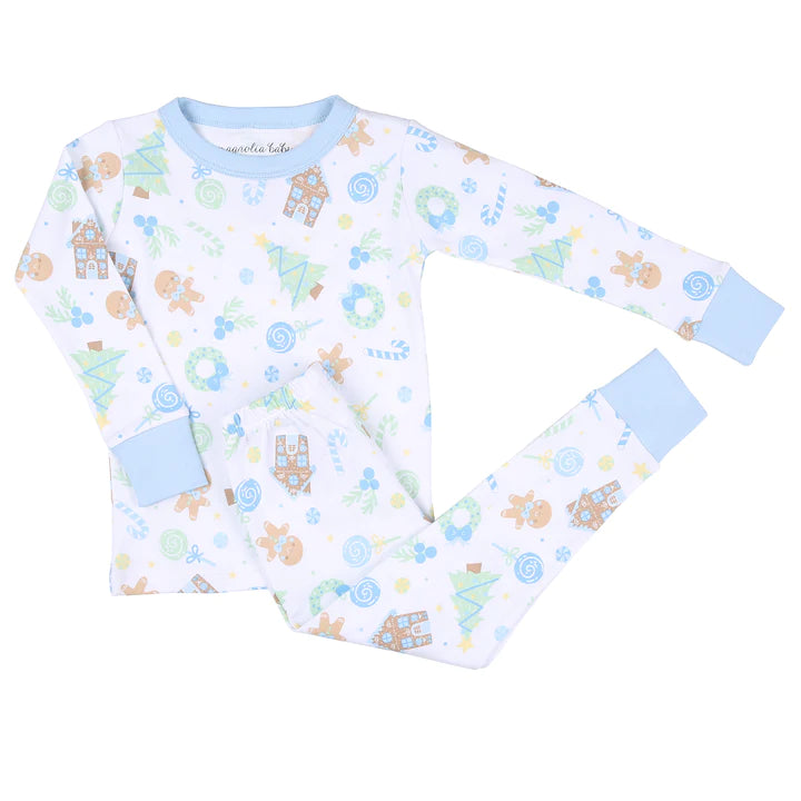 Blue Sweet Gingerbread Long Pajamas - Breckenridge Baby