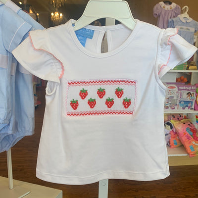Strawberries White Knit T-Shirt - Breckenridge Baby