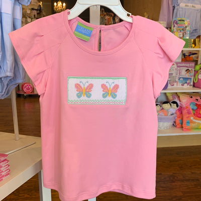 Butterflies Pink Knit T-Shirt - Breckenridge Baby