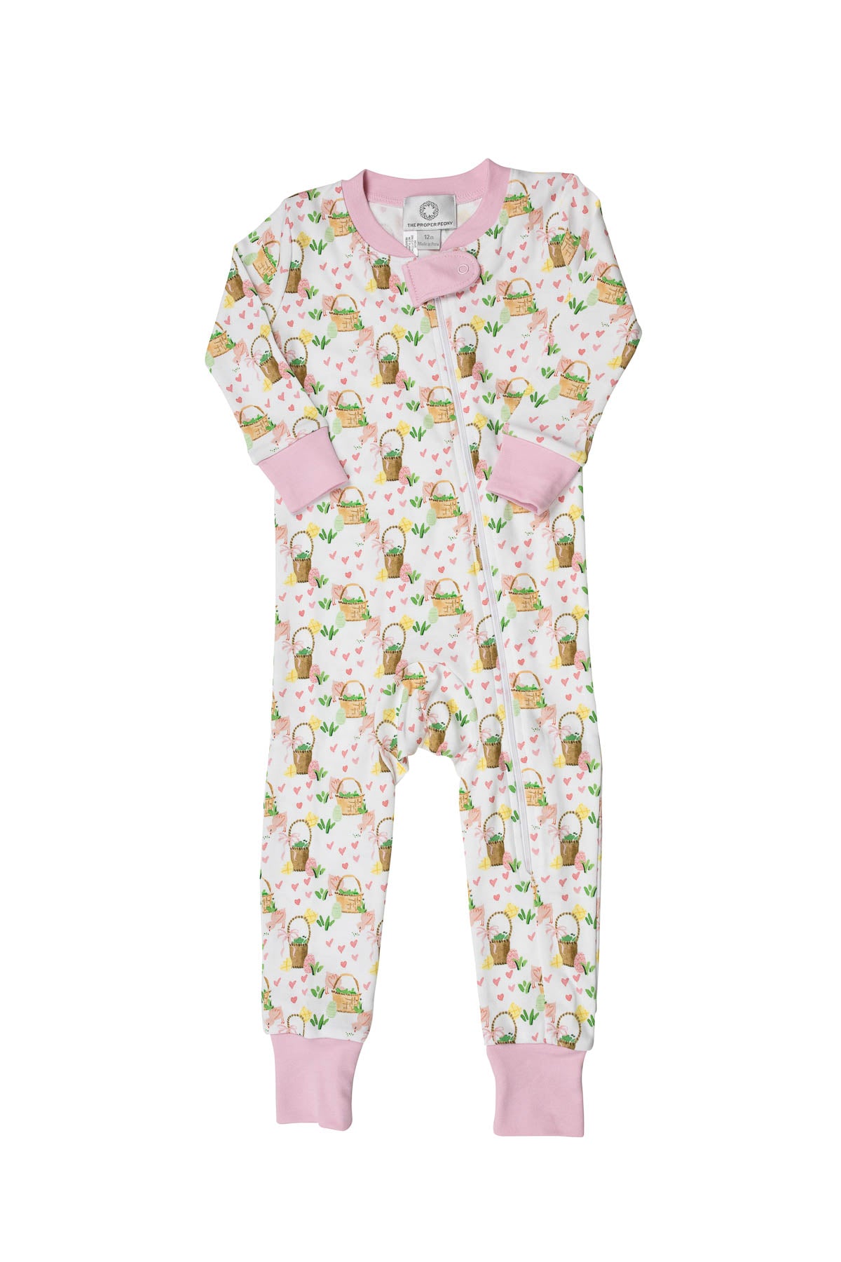 Easter Basket Pink Zipper Pajamas - Breckenridge Baby