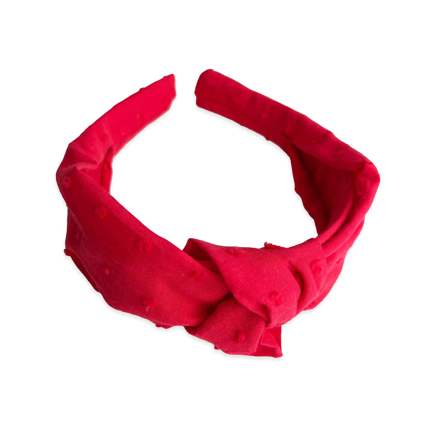 Swiss Dot Cotton Knotted Headband - Red - Breckenridge Baby