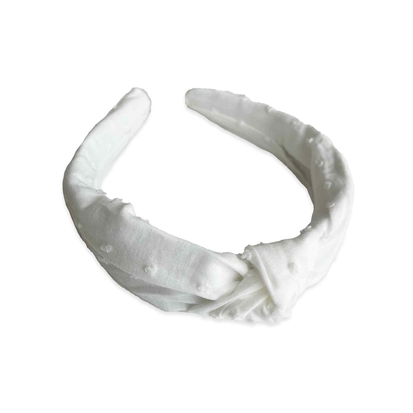 Swiss Dot Cotton Knotted Headband - White - Breckenridge Baby