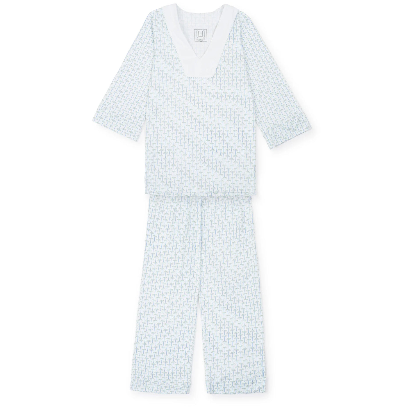 Julia Pajama Pant Set - Pacific Palms Blue - Breckenridge Baby