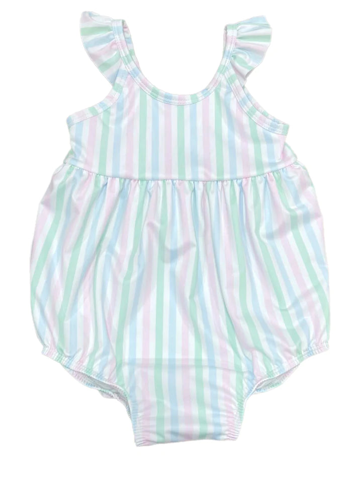 Abby Bubble One Piece Swim - Pastel Stripe - Breckenridge Baby