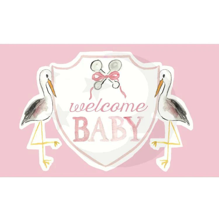 "Welcome Baby" Pink Stork Flag (3' x 5') - Breckenridge Baby