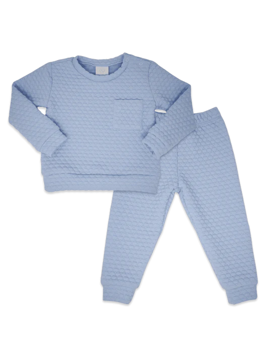 Blue Quilted Sweatsuit - It's The Little Moments - Breckenridge Baby