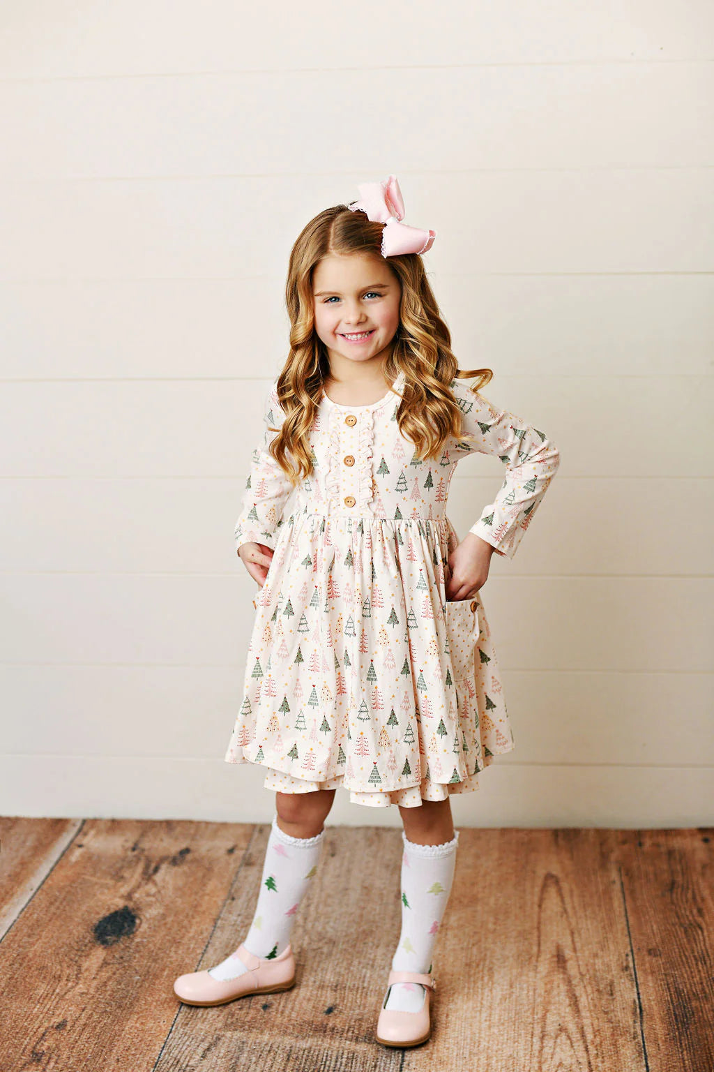 BABY GLITTER TREES POCKET DRESS