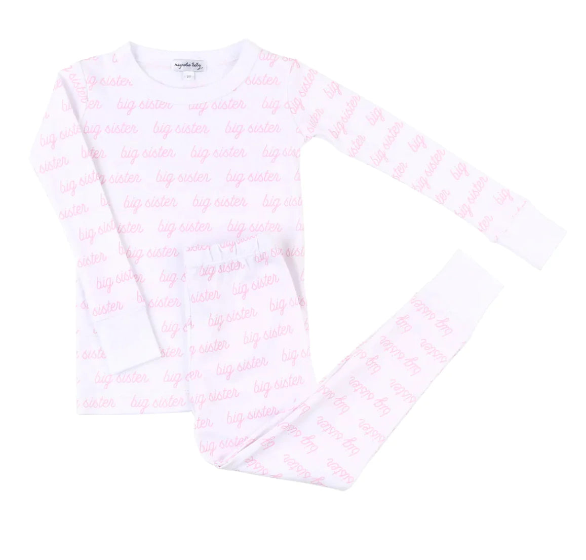 Brother and Sister Printed Big Long Pajamas - Pink - Breckenridge Baby