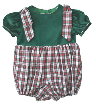 Ellie Bubble in Pineville Plaid and South End Spruce Velvet - Breckenridge Baby
