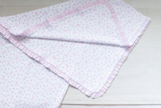 Pima Knit Blanket, Rosebuds and Bows - Breckenridge Baby