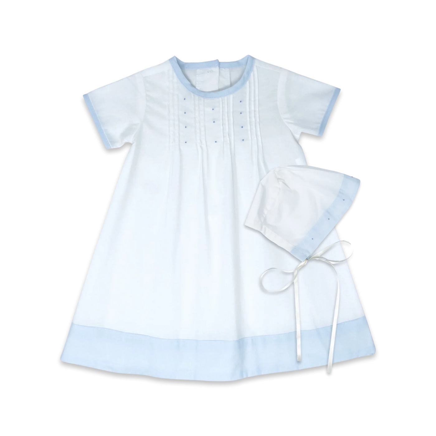 Newborn 1956 Daygown - Blessings White, Blue Batiste - Breckenridge Baby
