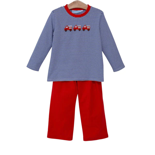 Firetruck Embroidery Pants Set - Breckenridge Baby