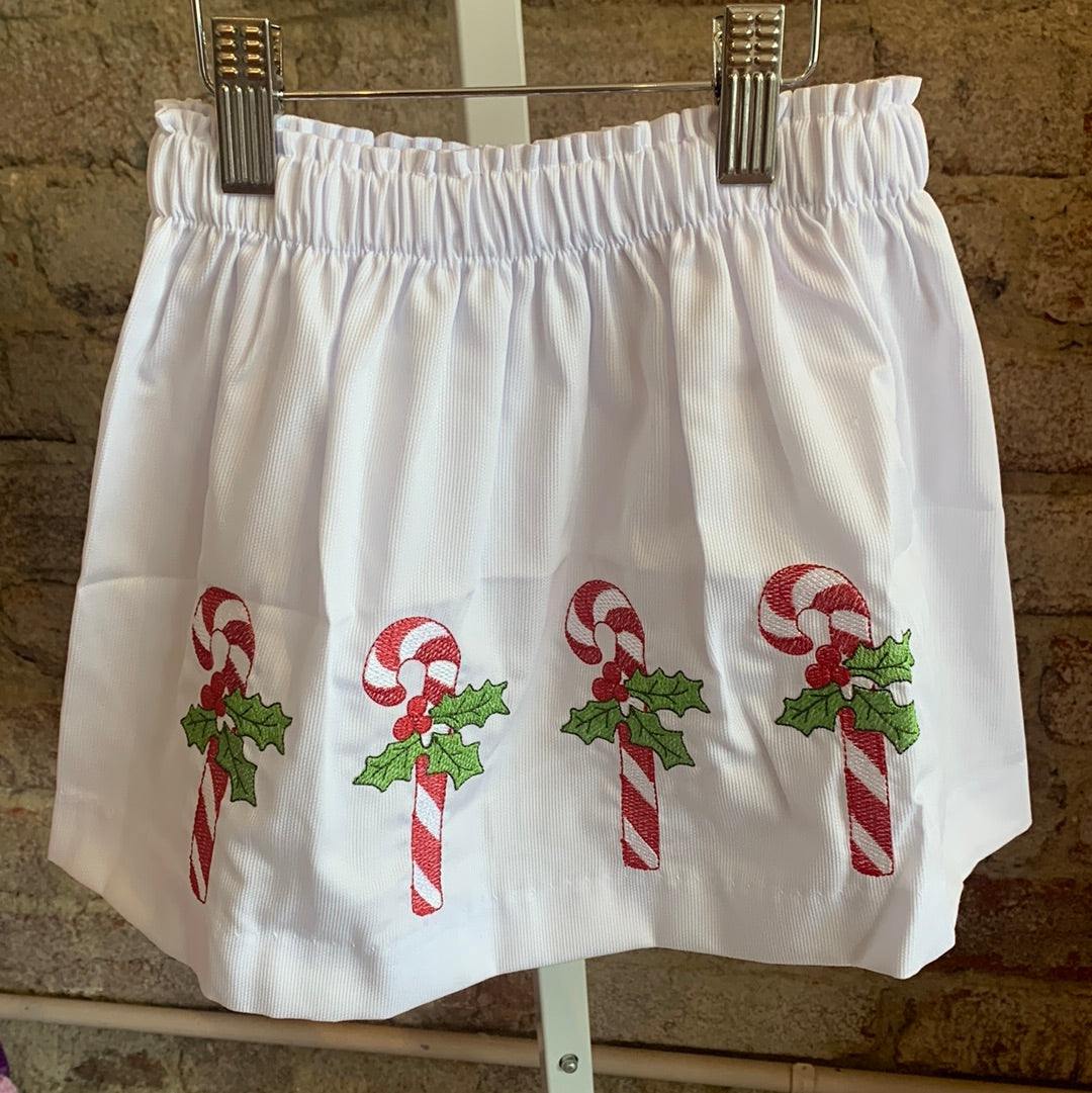 Zoe White Candy Cane Embroidered Skirt - Breckenridge Baby