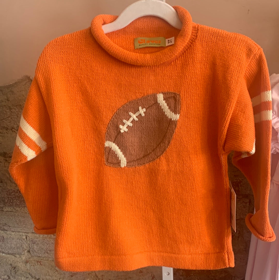 Orange/White Football Sweater - Breckenridge Baby