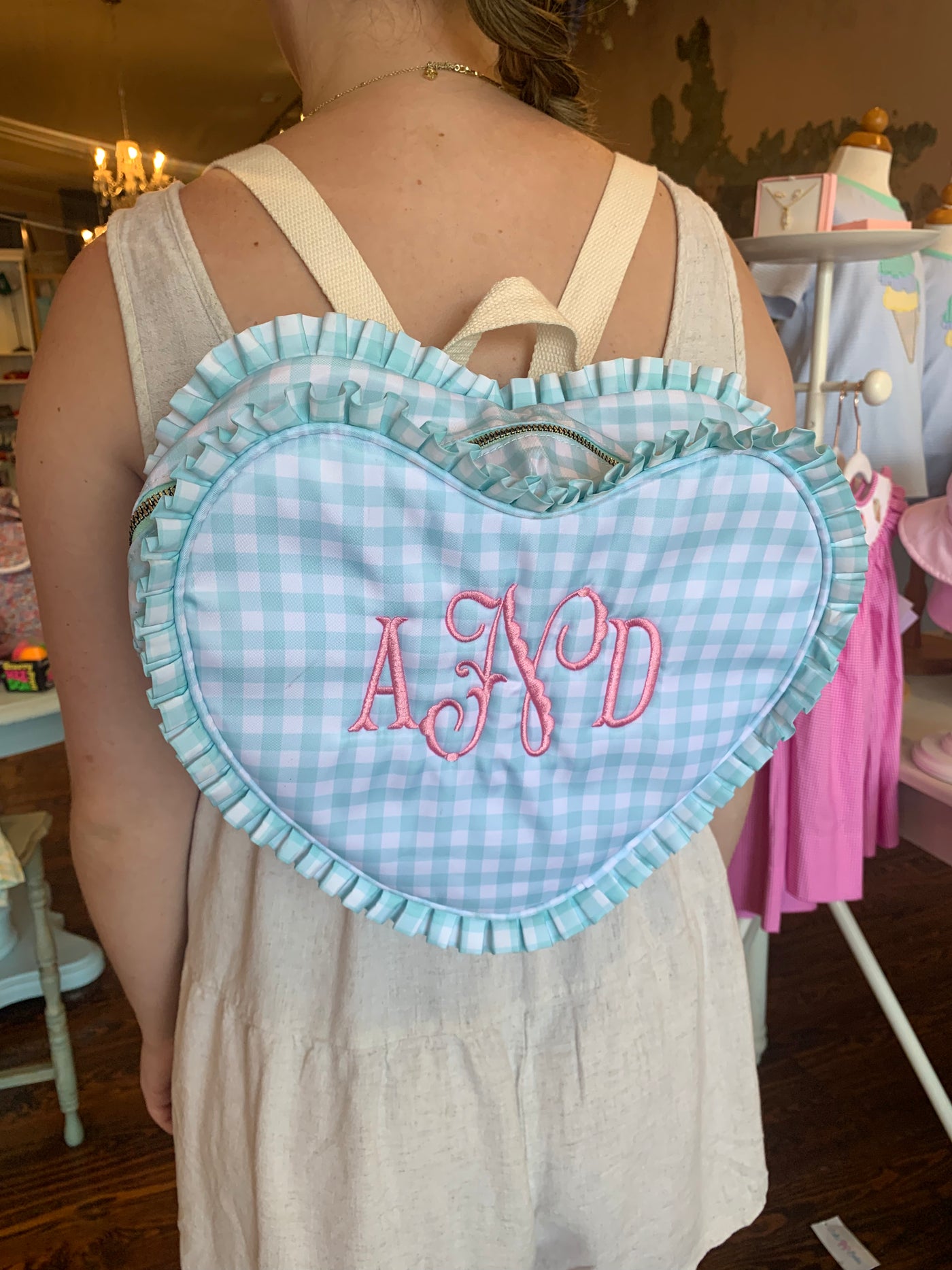 Ruffle Heart Backpack - Pink - Breckenridge Baby