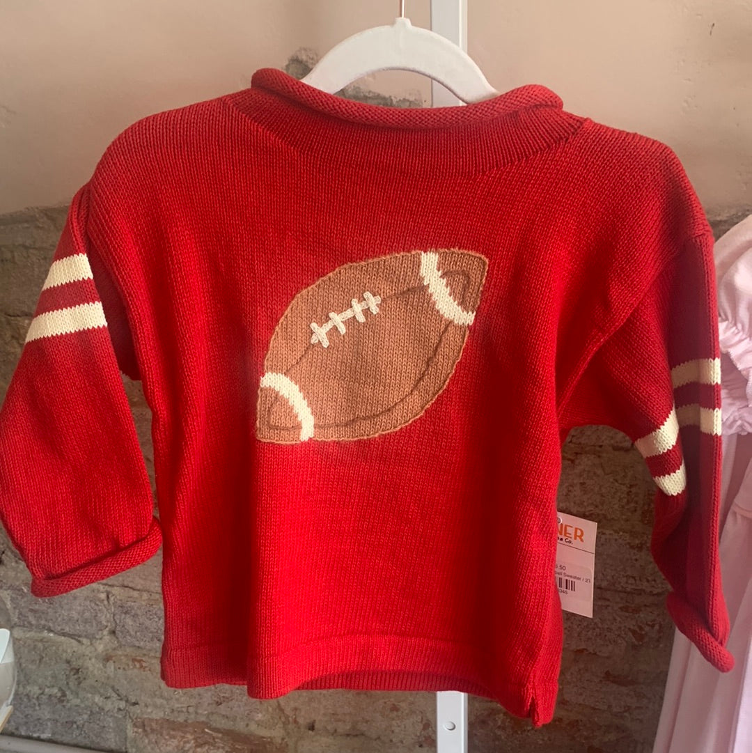 Red/Ivory Football Sweater - Breckenridge Baby