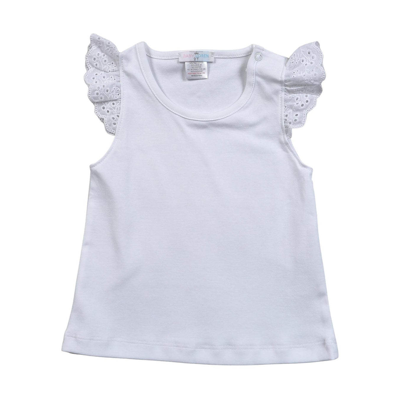 WHITE EYELET BUTTERFLY SLEEVES TOP - Breckenridge Baby