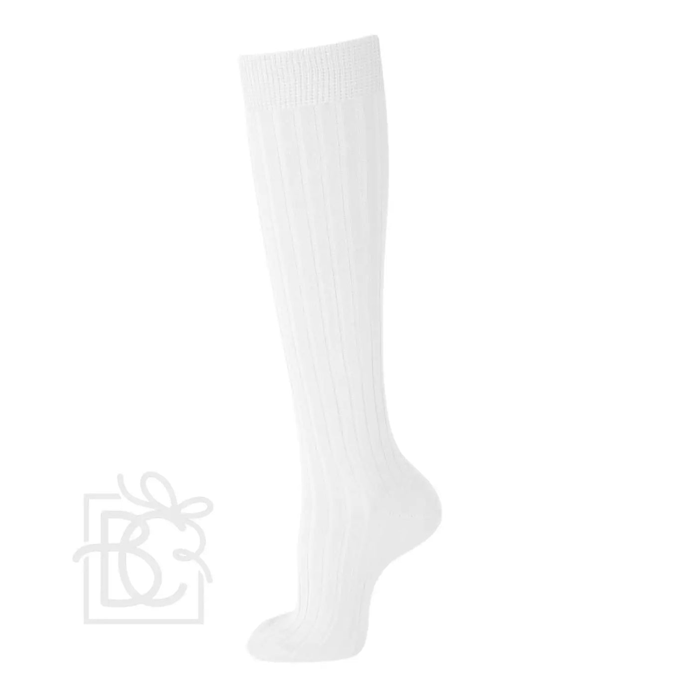 Scottish Yarn Ribbed Knee high Socks | White - Breckenridge Baby