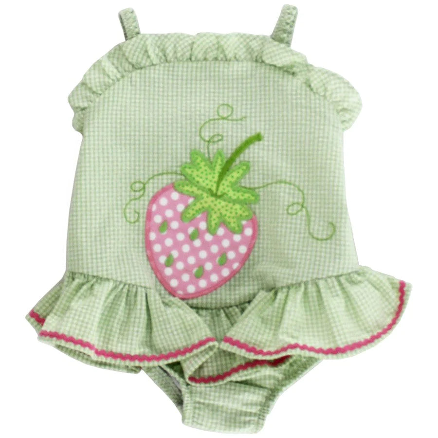 Strawberry Delight- Girls One Piece Ruffle Swim - Breckenridge Baby