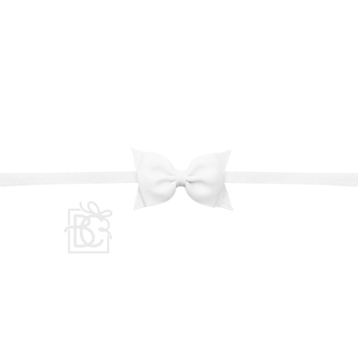 1/4" Pantyhose Headband W/ 2.5" Flat Sophia Bow (Multiple Colors Available) - Breckenridge Baby