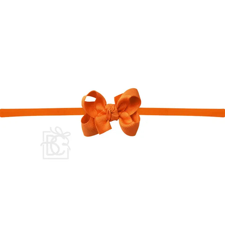 1/4" Pantyhose Headband W/Signature Grosgrain Bow - Orange (2" Toddler) - Breckenridge Baby