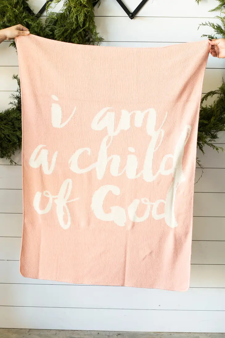Child of God Knit Throw Blanket - Cameo Pink - Breckenridge Baby