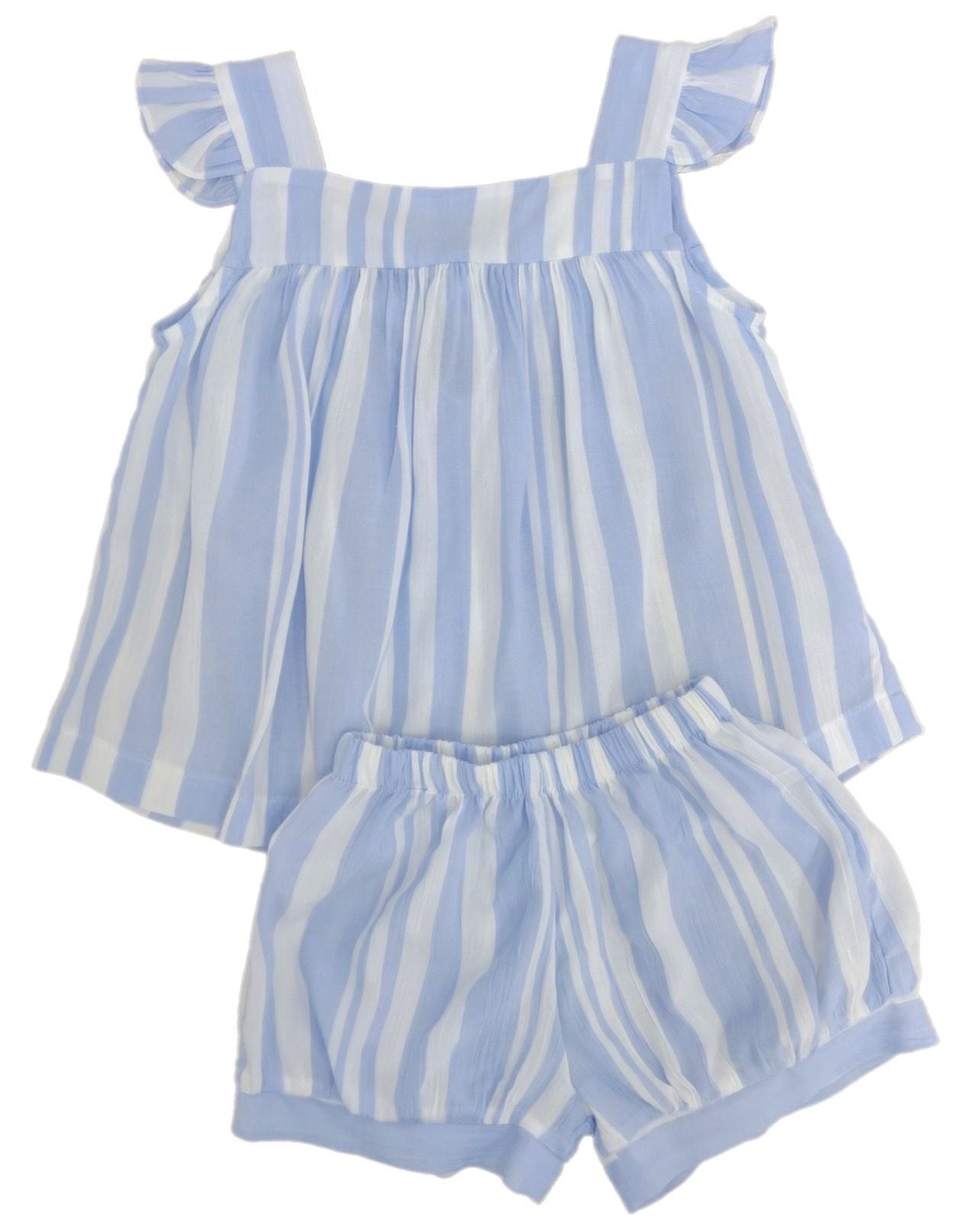 Mary Banded Short Set - Blue Stripe - Breckenridge Baby