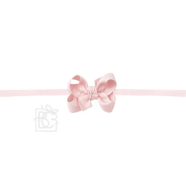 1/4" Pantyhose Headband W/Signature Grosgrain Bow - Light Pink (2" Toddler) - Breckenridge Baby