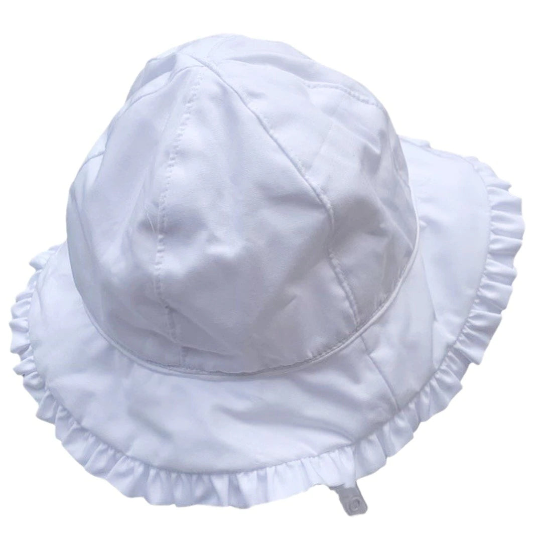 Girls Ruffle White Hat - Breckenridge Baby