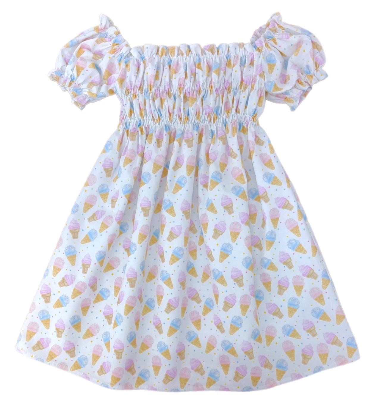Smocked Short Sleeve Dress - Ice Cream - Breckenridge Baby