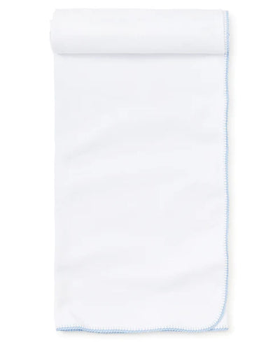 New Premier Basics Blanket - White/Light Blue - Breckenridge Baby