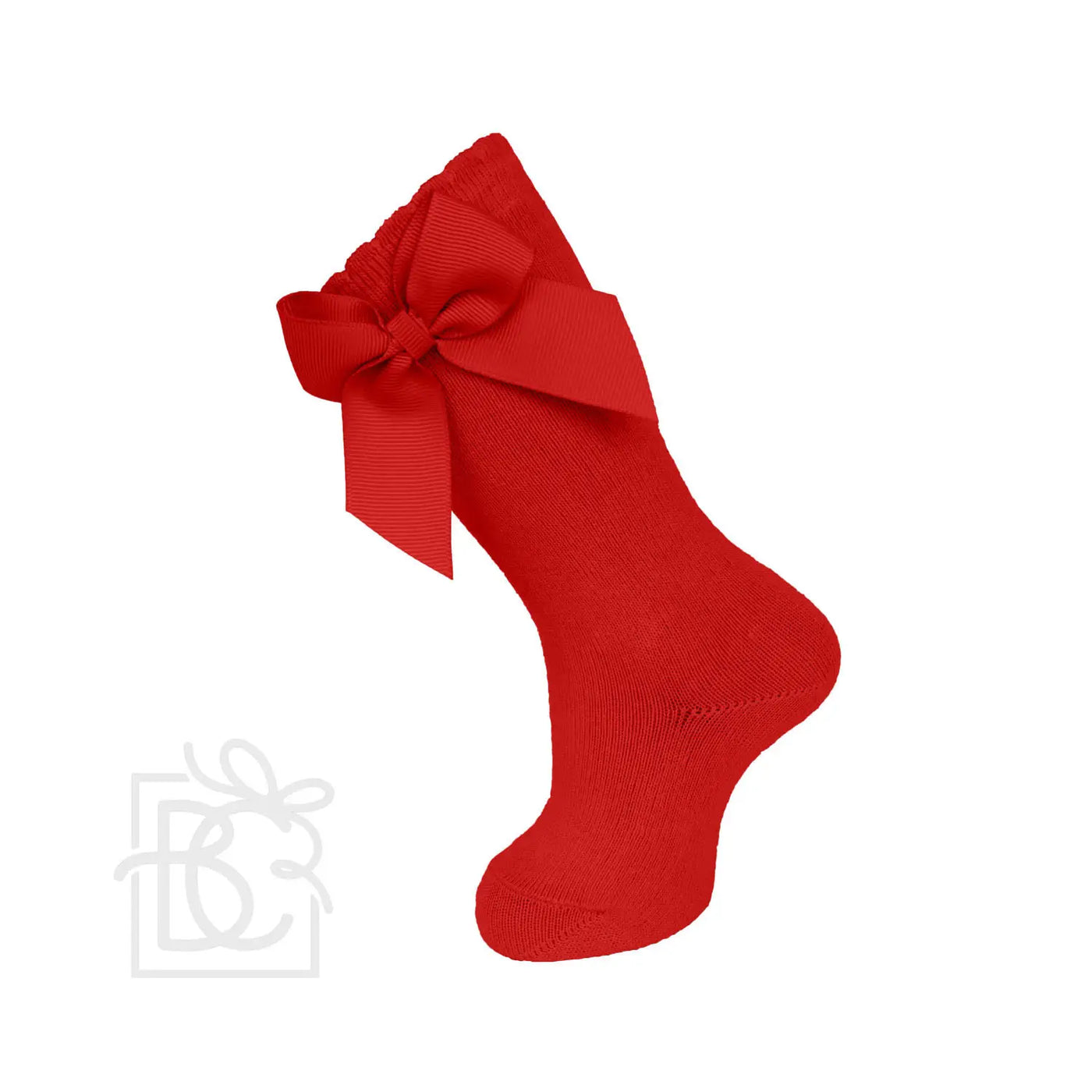 Knee Socks With Gross Grain Side Bow | Red - Breckenridge Baby