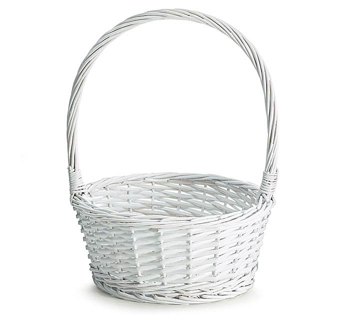 White Wicker Basket with Handle - Breckenridge Baby