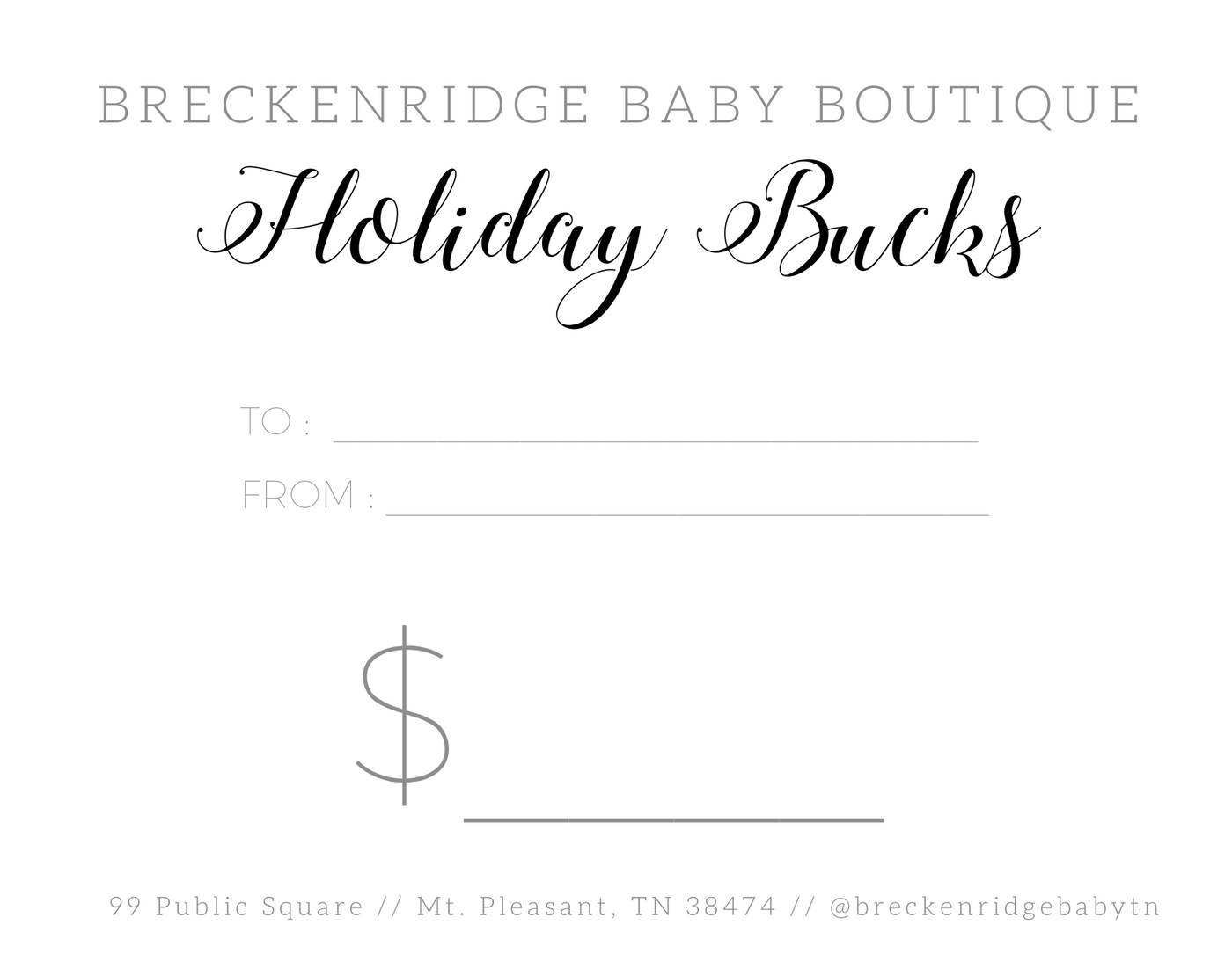 Breck Baby Holiday Bucks - Breckenridge Baby