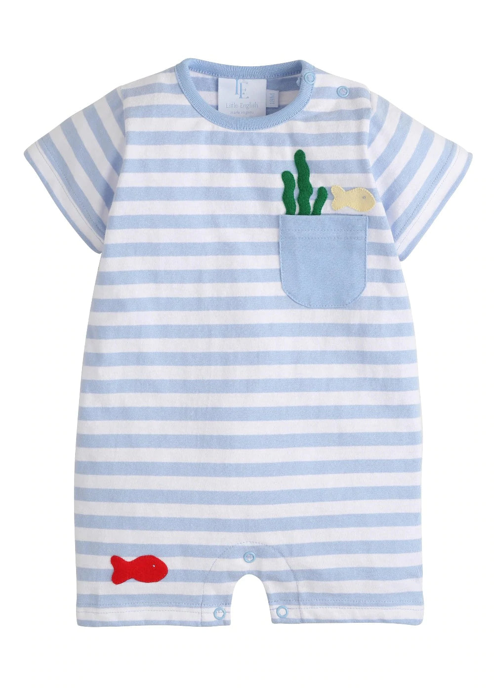 Embroidered Pocket Romper - Fishies - Breckenridge Baby