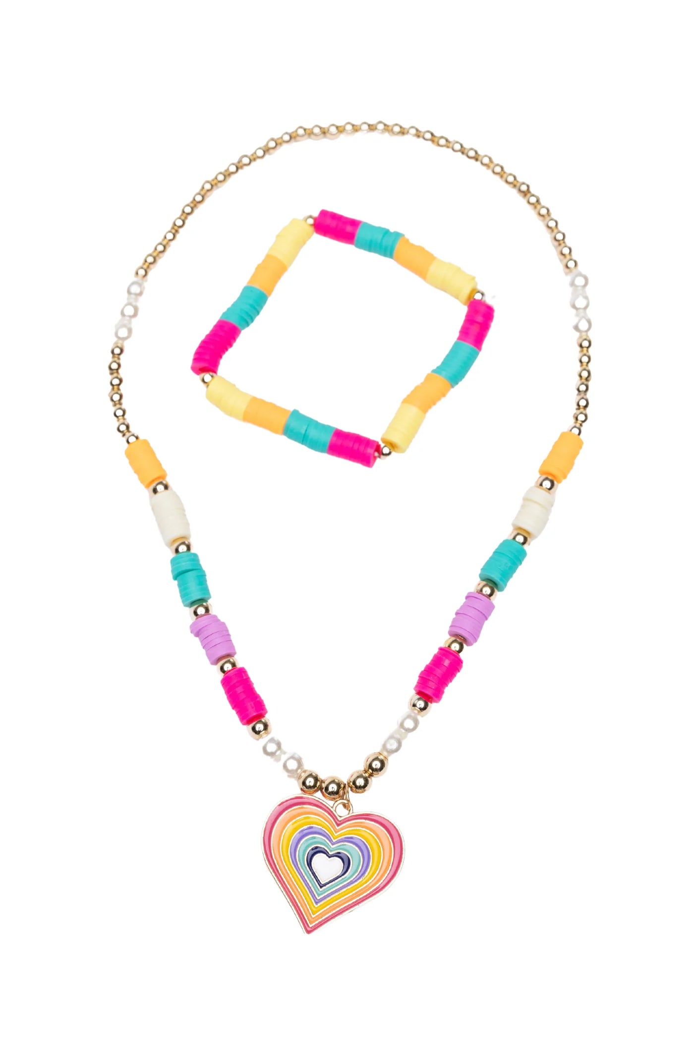 Rainbow Love Necklace and Bracelet Set - Breckenridge Baby