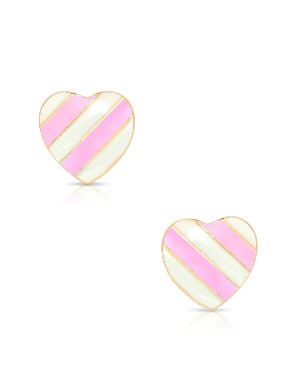 Striped Heart Stud Earrings - Breckenridge Baby