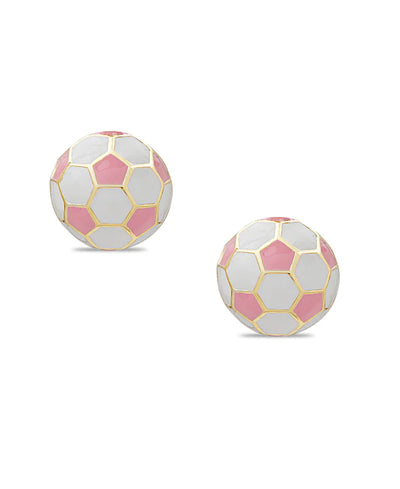 3D Soccer Ball Stud Earrings - Pink - Breckenridge Baby