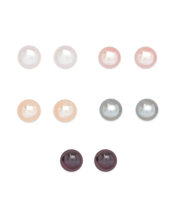 Assorted Freshwater Pearls 5-Pair Stud Set in Sterling Silver - Breckenridge Baby