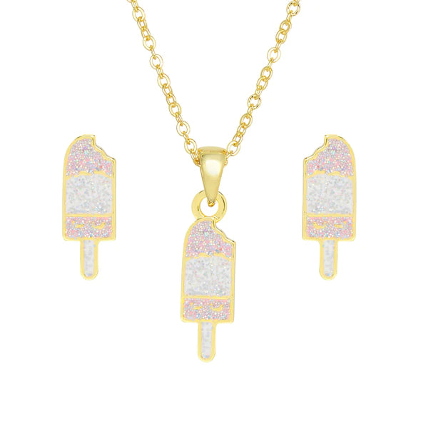 Glitter Ice Cream Necklace and Earrings Set - Breckenridge Baby
